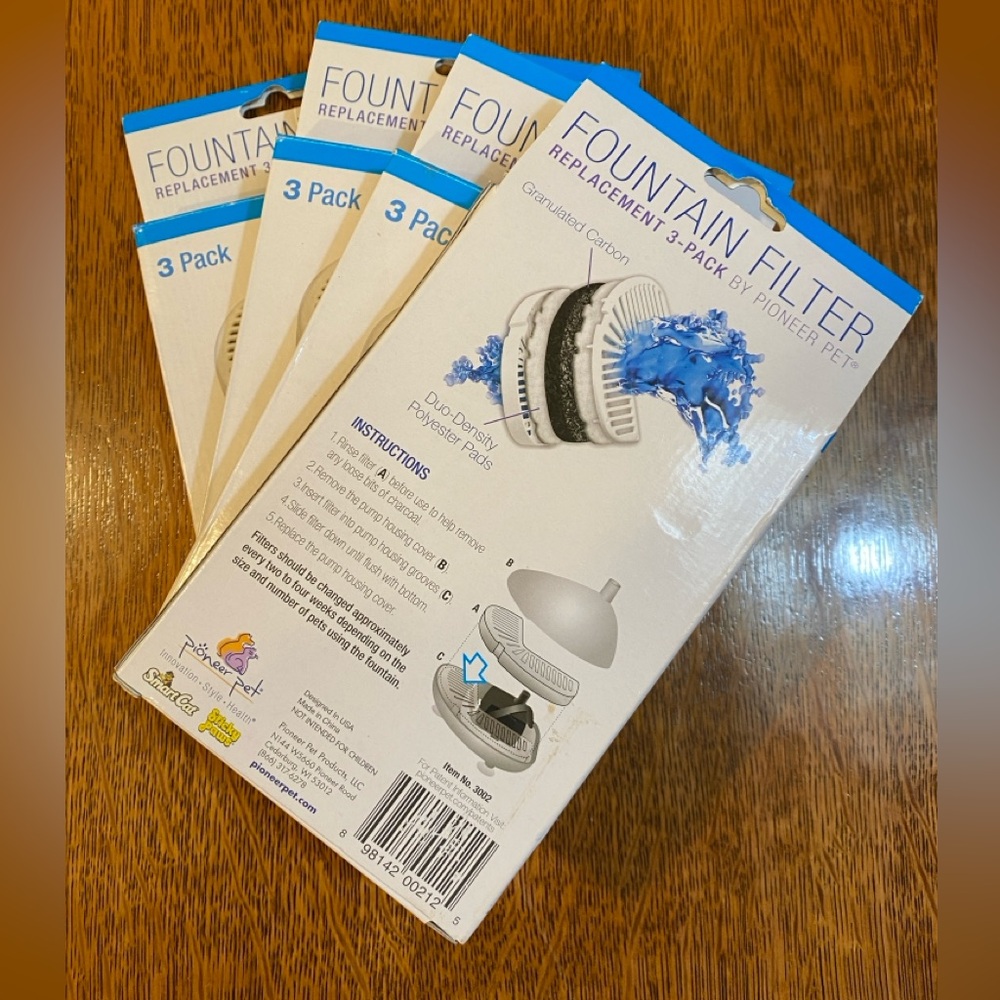 4 boxes (12 Pet Filters) Water Fountain PIONEER PET Cat Dog Carbon Replacement
